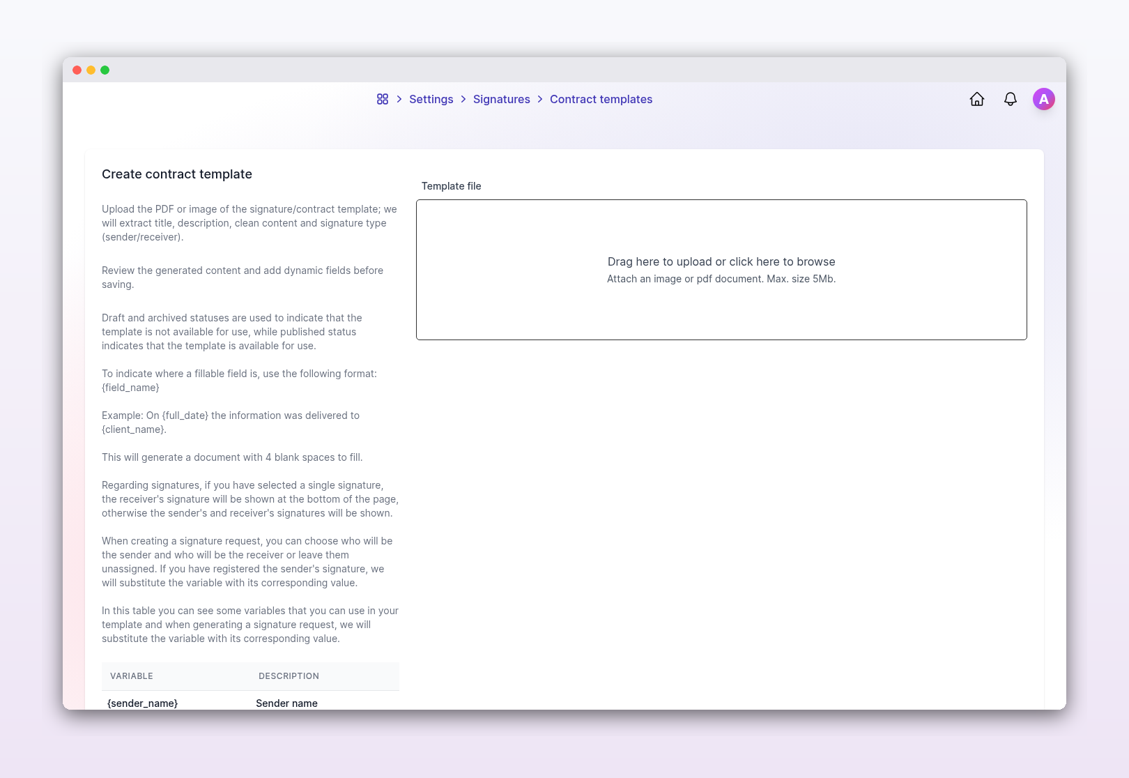 Uploading a contract and letting AI create the template